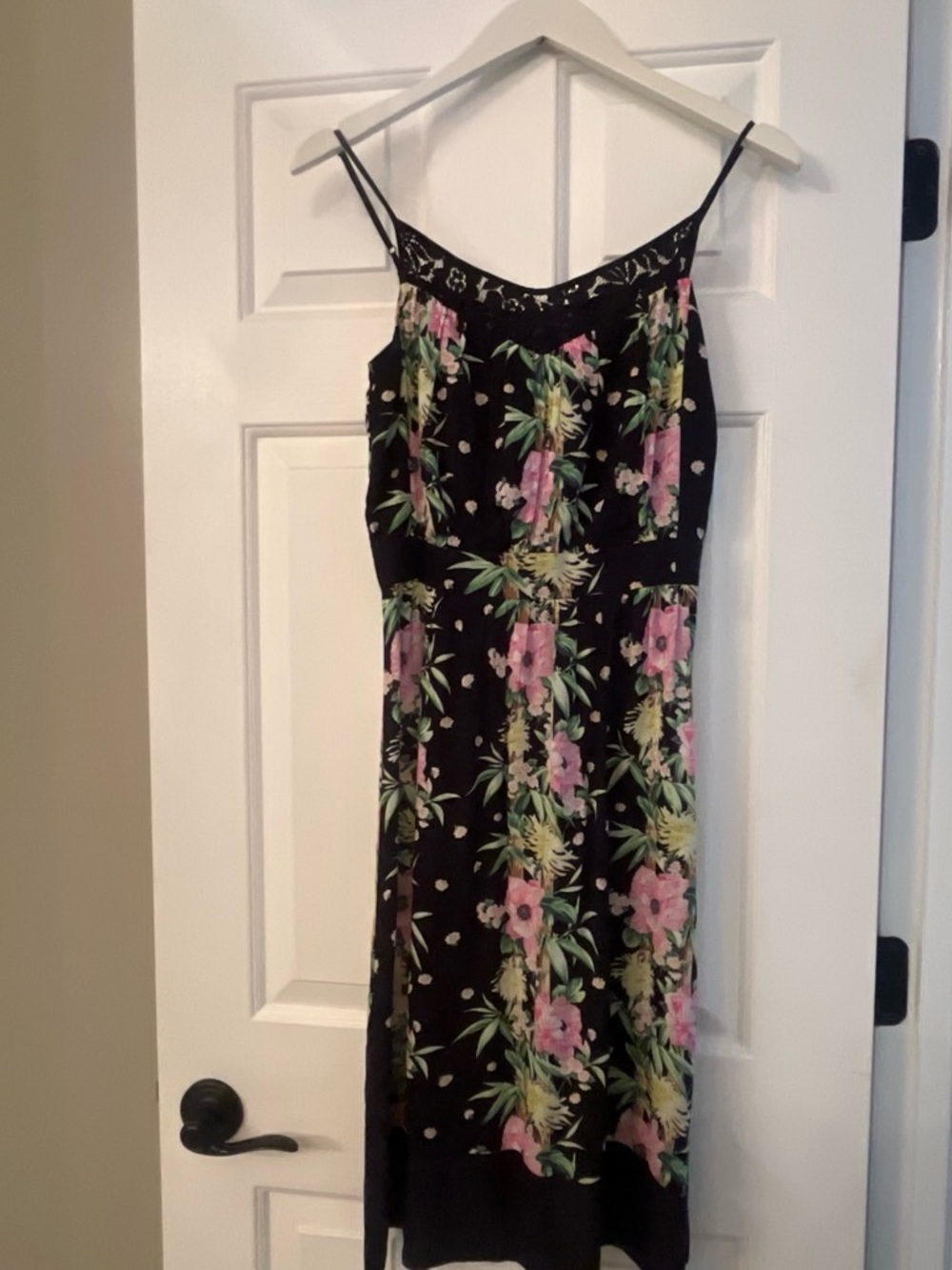 French Connection darling Floral Sun Dress with Pink & Green Print